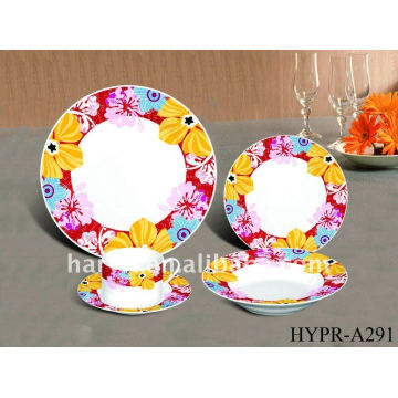 Fine Porcelain Dinner Set with Flower Decal/ Cheap 20pcs Round Ceramic Dinnerware